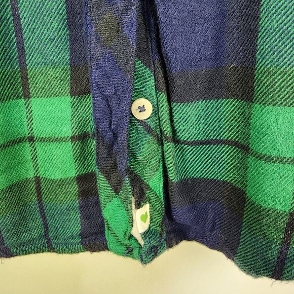 Aerie Sleepwear PJ Shirt Large Blue Green Long Sleeve Plaid Button Front Flannel - Picture 7 of 11